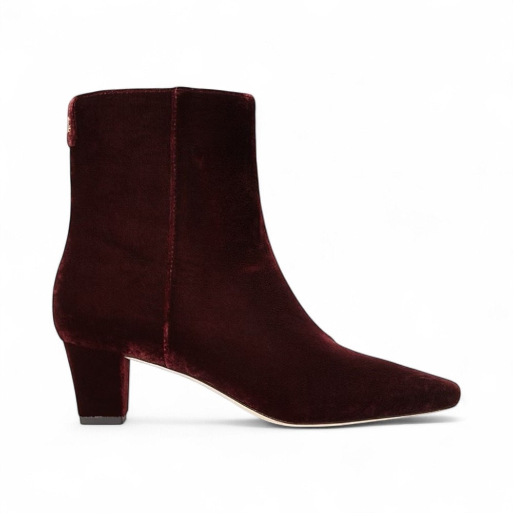 Lauren Ralph Lauren Willa Velvet Bootie Ankle Boots Zipper Burgundy Size 6 NEW - Picture 13 of 13